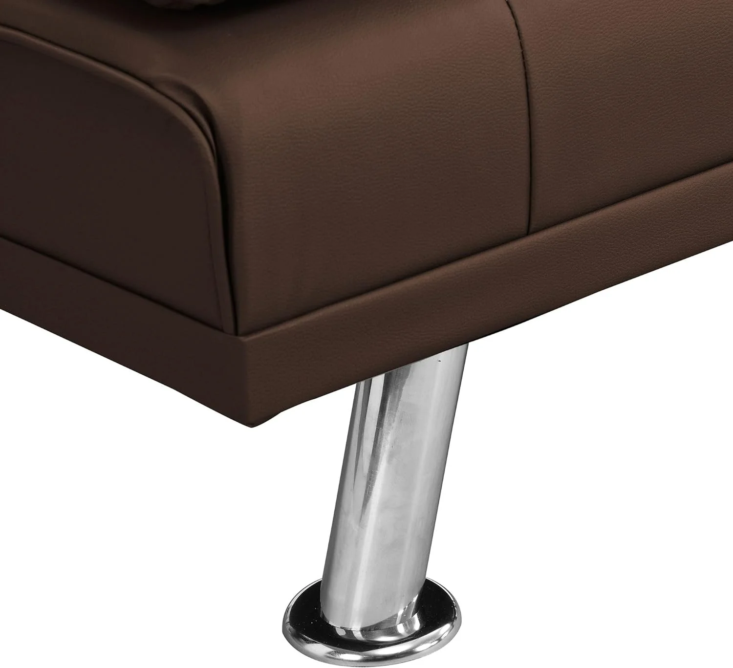 Hbaid Modern Faux Leather Couch Convertible Folding Futon Sofa Bed with 2 Cup Holders, Brown