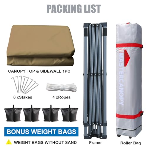 MASTERCANOPY Durable Pop-up Canopy Tent with 1 Sidewall (10'x10',White)