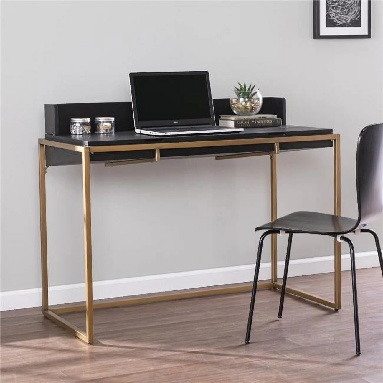 Modern Farmhouse Maple & Black Lift Top Adjustable Desk