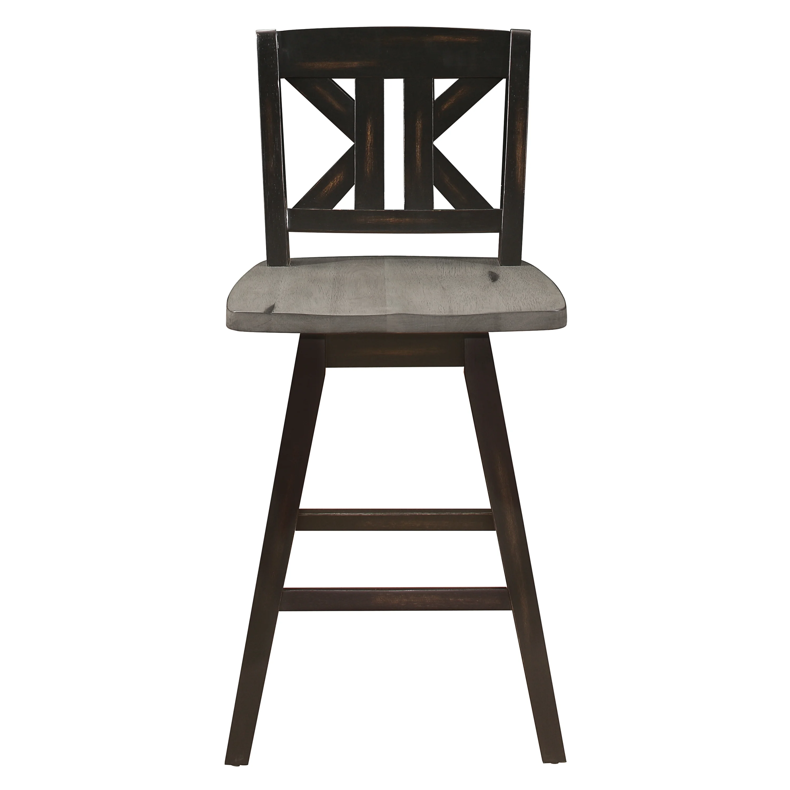 Lexiconhome Amsonia Wood 23.5-in KK-Back Swivel Counter Stool, Black Sand-Through