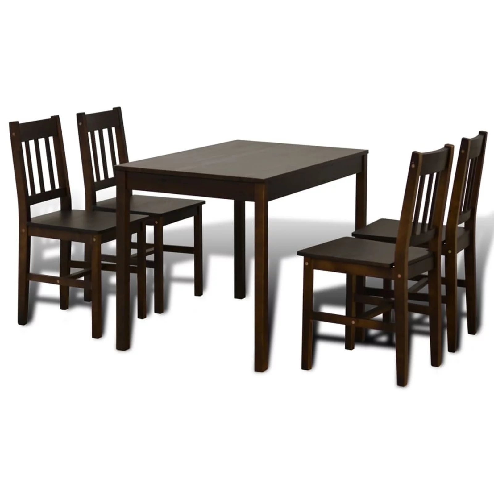 moobody 5 Piece Dining Set Wooden Table with 4 Chairs Solid Pine Wood Kitchen Dining Room Set Breakfast Home Furniture