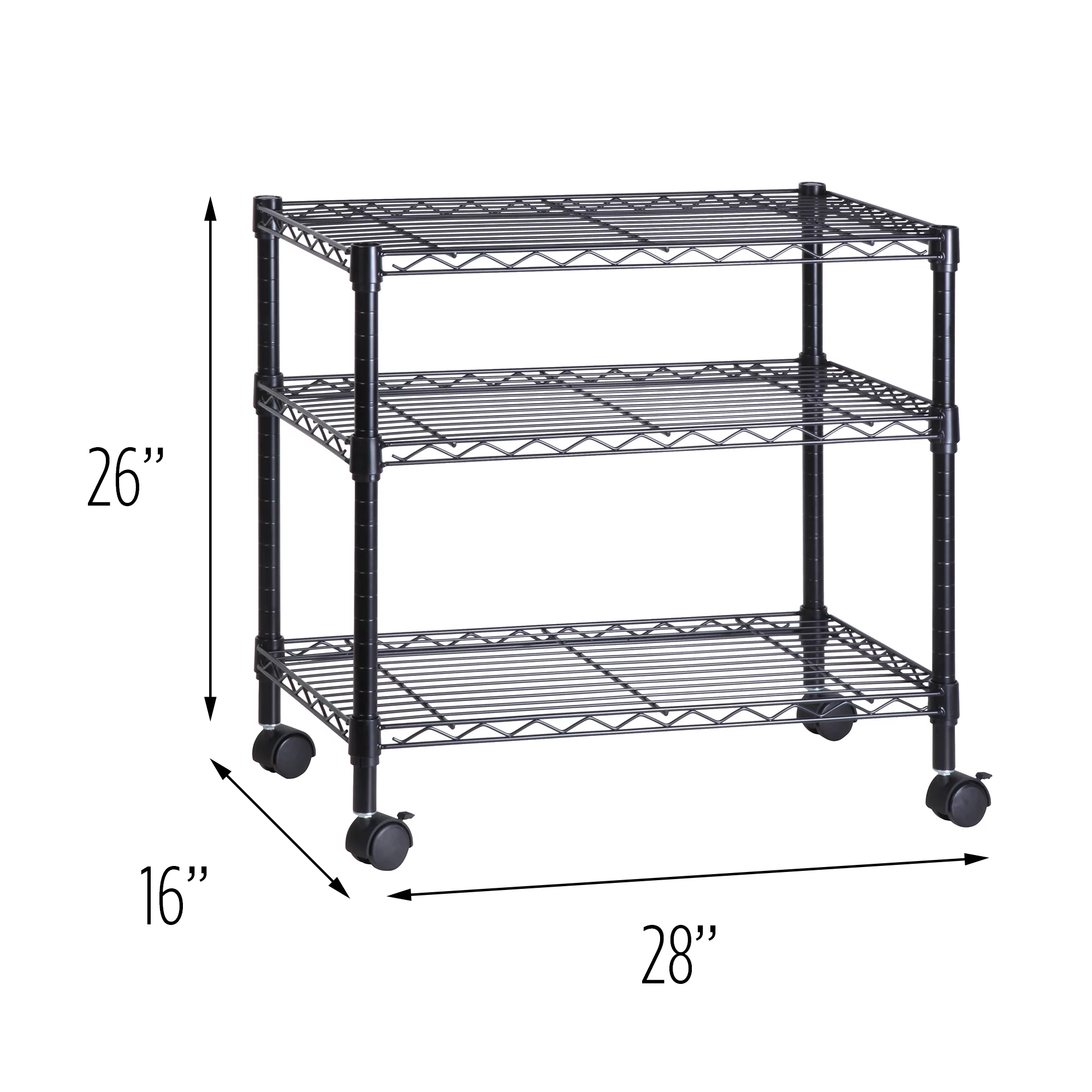 Honey-Can-Do 3-Tier Metal Rolling Adjustable Media Cart, Black
