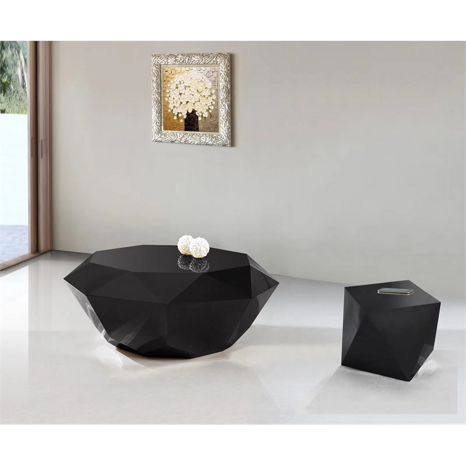 Home Square Furniture Diamond Shaped Steel End Table - Set of 2