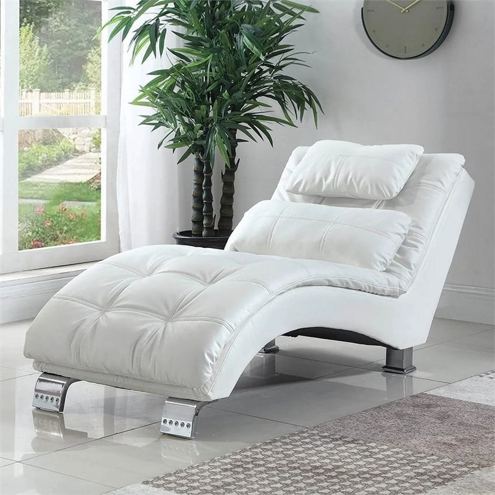 Dilleston Upholstered Chaise White