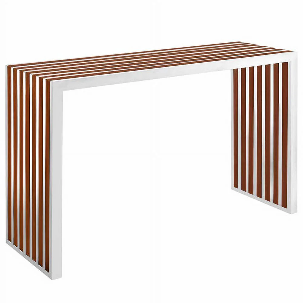Modway Gridiron Wood Inlay Console Table or Bench in Walnut