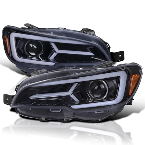 Spec-D Tuning Black Projector Headlights w/Sequential LED Turn Signal Compatible with 2015-2021 Subaru WRX STI with Halogen Headlights, L + R Pair Headlamp Assembly