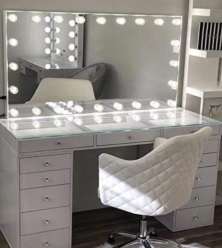 Impressions Vanity Coco Quilted Velvet Desk Chair with Wheels,Home Office Chair with Adjustable Height(White)