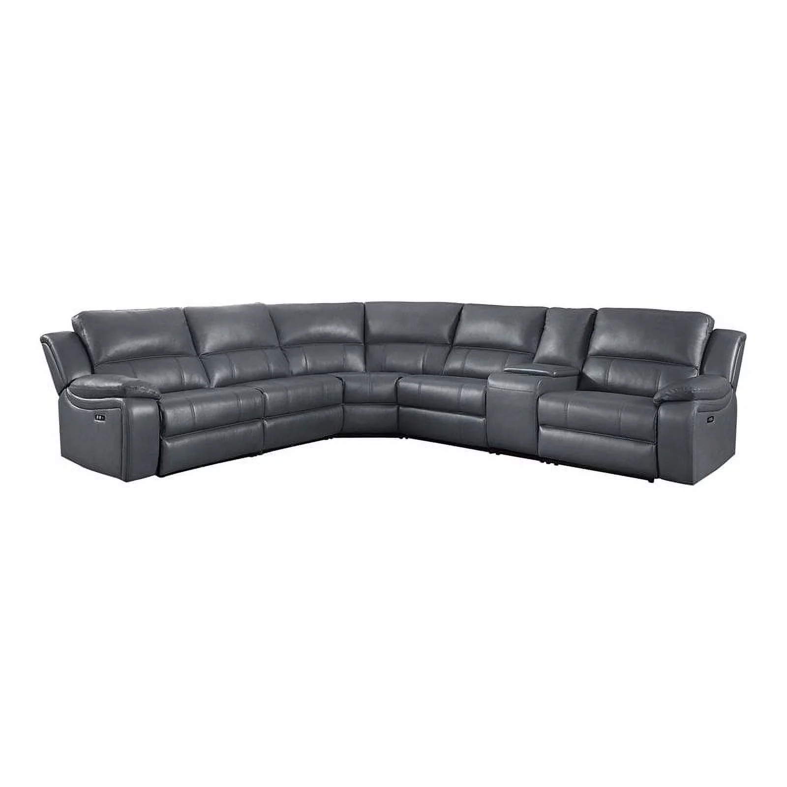 Bowery Hill 6-Piece Modern Wood & Faux Leather Sectional Set in Gray