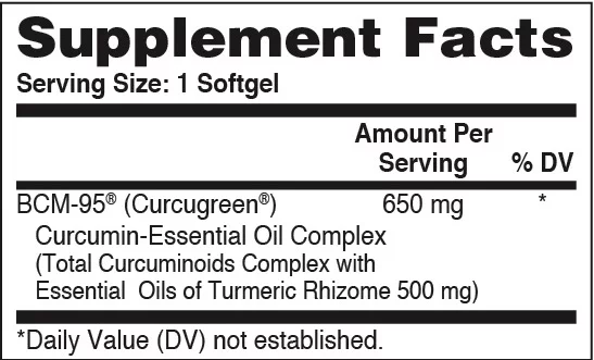 Curcu-Gel® 650mg (Curcumin as BCM-95®) 60 Softgels by Health Thru Nutrition