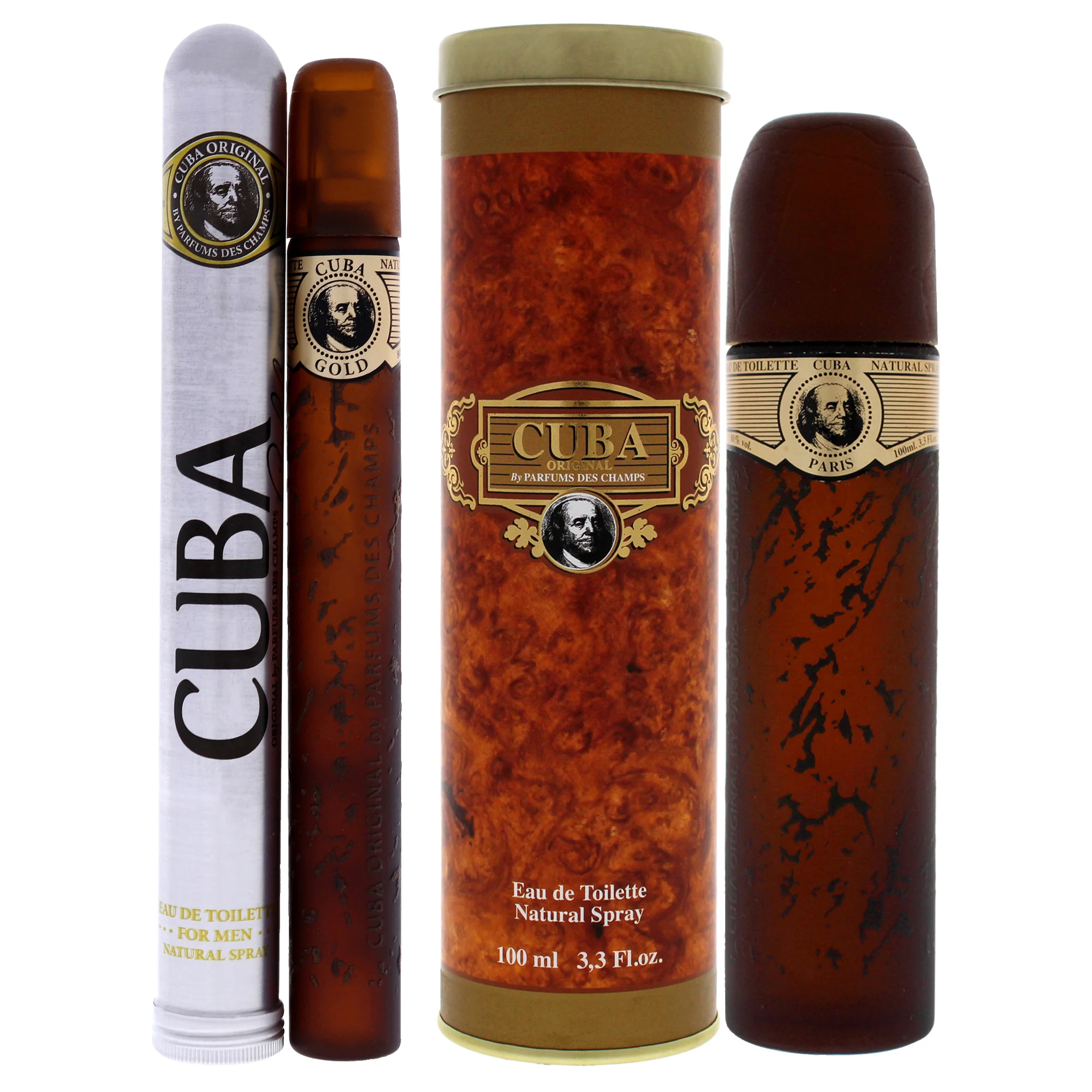 Cuba Gold Kit by Cuba for Men - 2 Pc Kit 3.3 oz EDT Spray, 1.17 oz EDT Spray