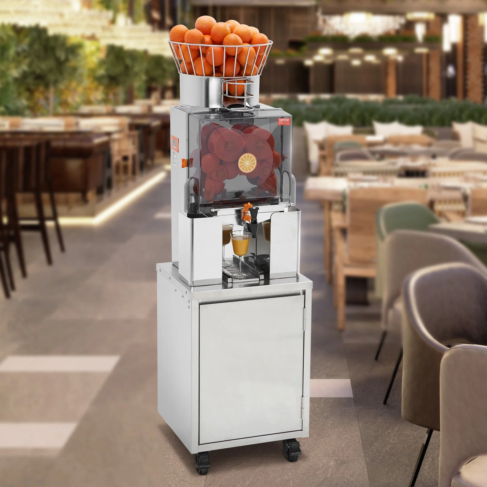 SKYSHALO 120W Commercial Orange Juicer Machine Automatic Juice Squeezer Extractor