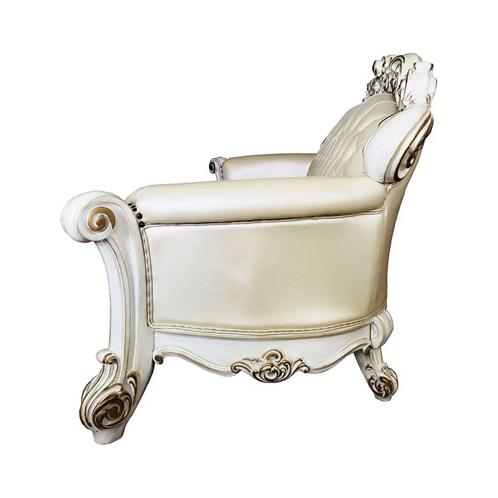 ACME Vendome Sofa with 5 Pillows in Champagne PU & Antique Pearl Finsih