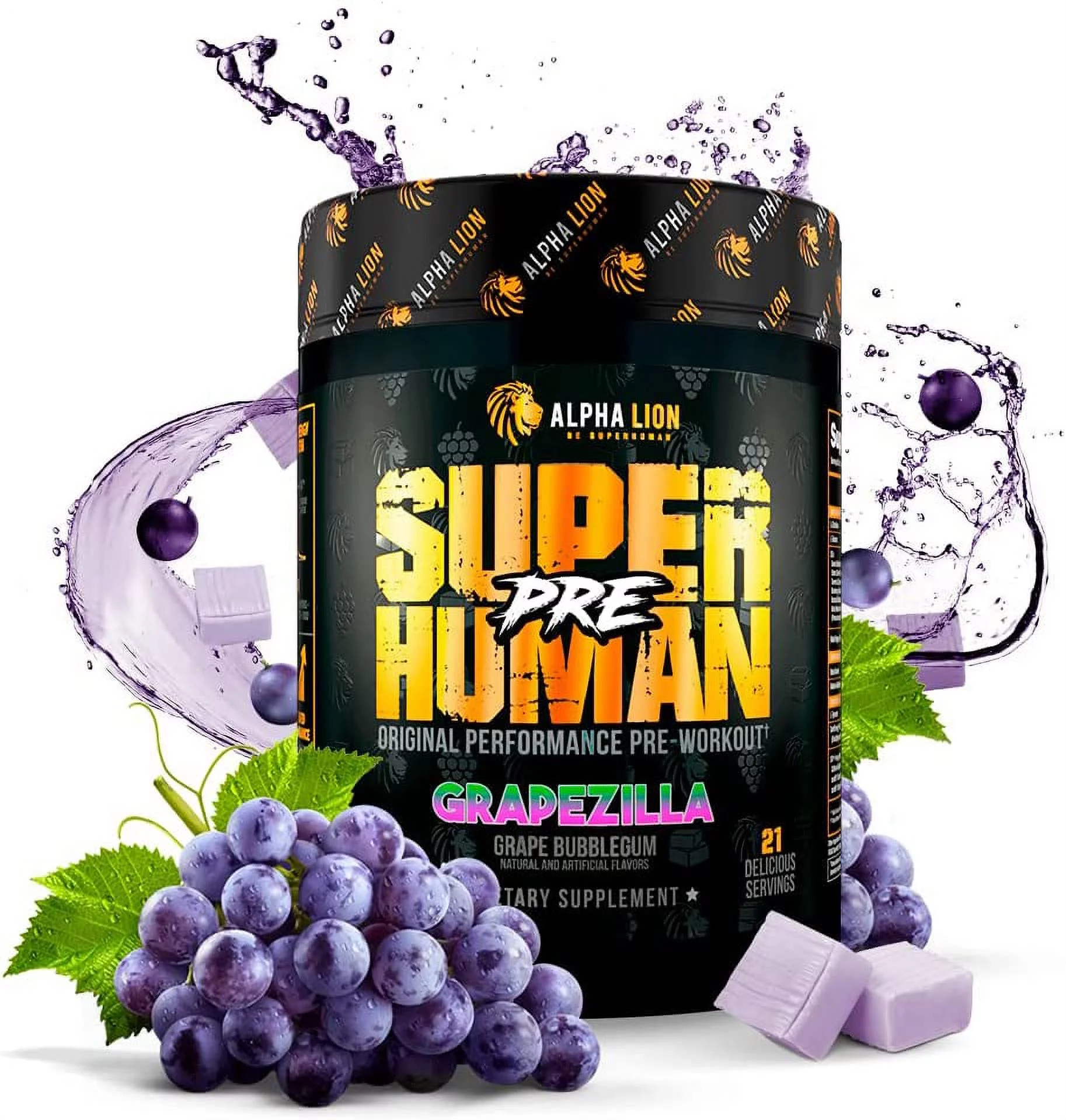 Alpha Lion Pre Workout, Increases Strength & Endurance, No Crash (Grapezilla)