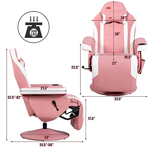 Gaming Recliner Adjustable Massage Gaming Chair with Cup Holder Footrest Ergonomic Single Sofa Living Room Home Theater Seating with Side Pouch, Blue