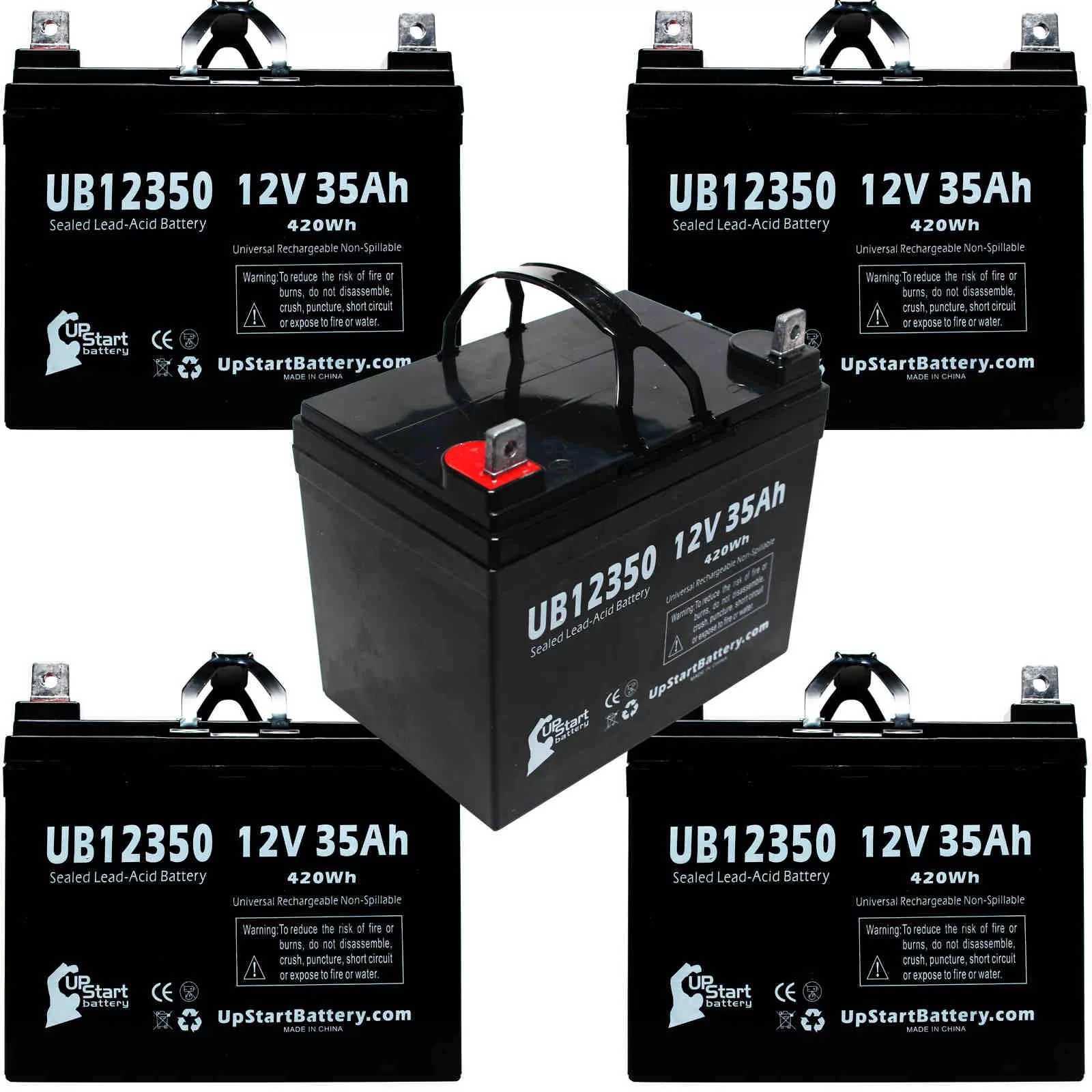 5x Pack - Compatible Suntech Bec40Series Battery - Replacement UB12350 Universal Sealed Lead Acid Battery (12V, 35Ah, 35000mAh, L1 Terminal, AGM, SLA)