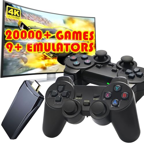 Youngwants Plug & Play Retro Game Console with 20000 Games,Video Game Console 9 Emulators Classic Games,4K HDMI Output for TV,Dual Controllers Birthday Gifts for Boys & Girls 64G