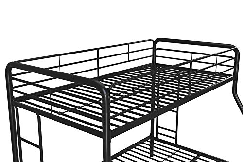 DHP Twin-Over-Futon Convertible Couch and Bed with Metal Frame, Ladder and Guardrails - Black