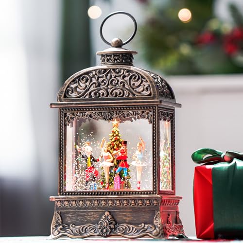 Snow Globe Lights ，Nutcracker and Mouse King Scene Music Box, USB and Battery-Powered Christmas Decorations Gift.