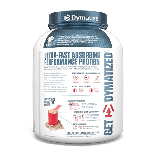 Dymatize ISO100 Whey Protein Powder Isolate, Cookies & Cream, 25g of Protein, 20 Servings, 5.5g BCAAs, Less Than 120 Cal., Gluten Free, 1g Fat, 1g Sugar, 2g Carb
