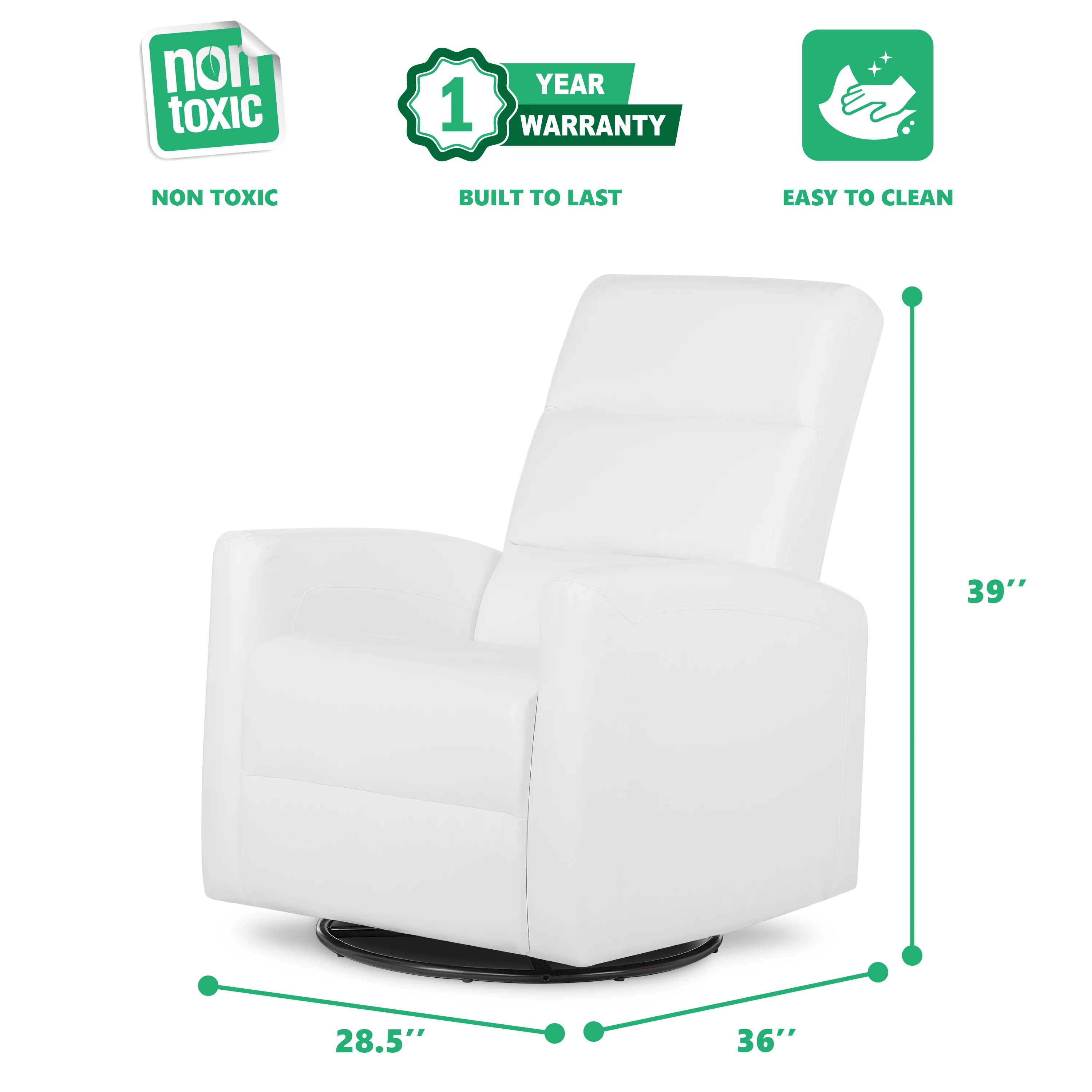Evolur Reevo Swivel Glider In White