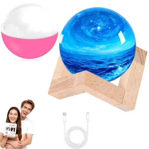 Memory Sphere Lamp,Crystal Ball Video Player Supports WiFi 3D Memory Orb Ball Ultrasound, Personalized Uploadable Videos & Photos DIY Gift for Anniversary, Birthday, Wedding (White)