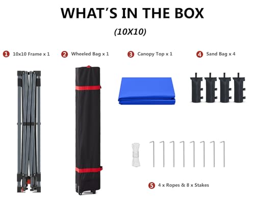 ABCCANOPY Pop Up Canopy - Outdoor Patio Portable Canopy Tent Heavy Duty for Backyard and Deck with 4 Sandbags(White, 10x10)