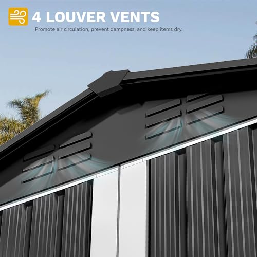 DWVO 6x4ft Storage Shed for Outdoors, Metal Sturdy Weatherproof Tool Locker with Secure Door and Ventilation for Equipment, Mowers, Bikes, Outdoor Spaces, Dark Gray