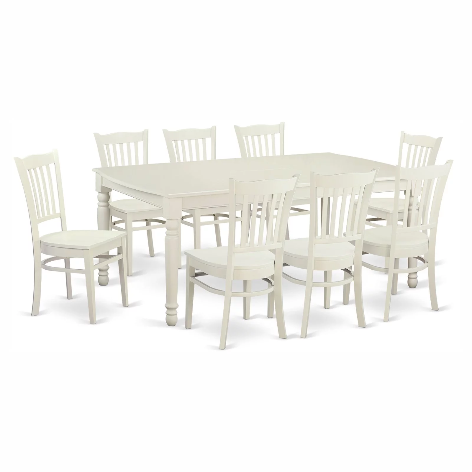 East West Furniture Dover 9-piece Wood Dining Room Set in Linen White