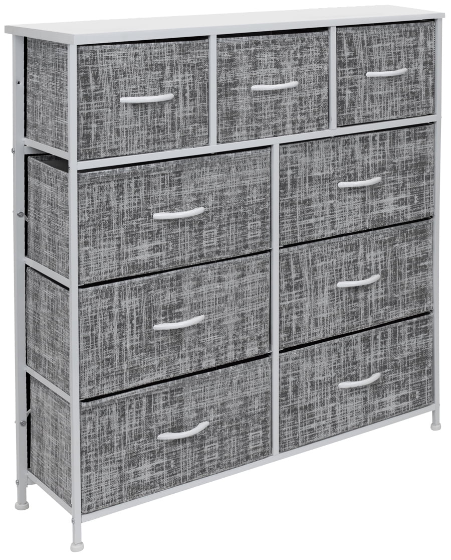 Sorbus Dresser with 9 Drawers - Furniture Storage Chest Tower Unit for Bedroom, Hallway, Closet, Office Organization - Steel Frame, Wood Top, Easy Pull Fabric Bins