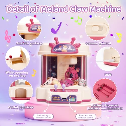 Meland Mini Claw Machine for Kids - Vending Machine Toys with Sound, Girls Toys Birthday Gift for Girls Age 3+