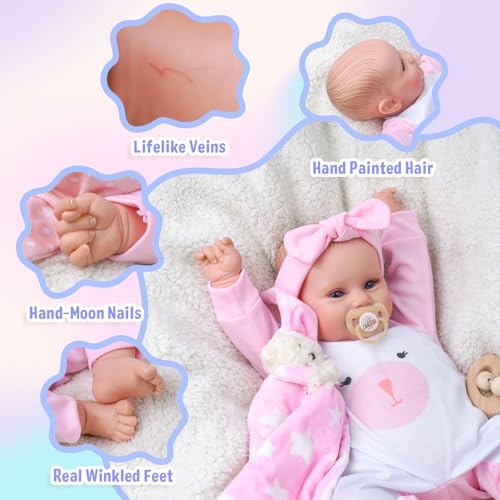 BABESIDE Reborn Baby Dolls, 20Inch Cute Soft Vinyl Realistic-Newborn Baby Doll Poseable Real Life Lifelike Baby Dolls w/Doll Accessories for 3+ Year Old Girls