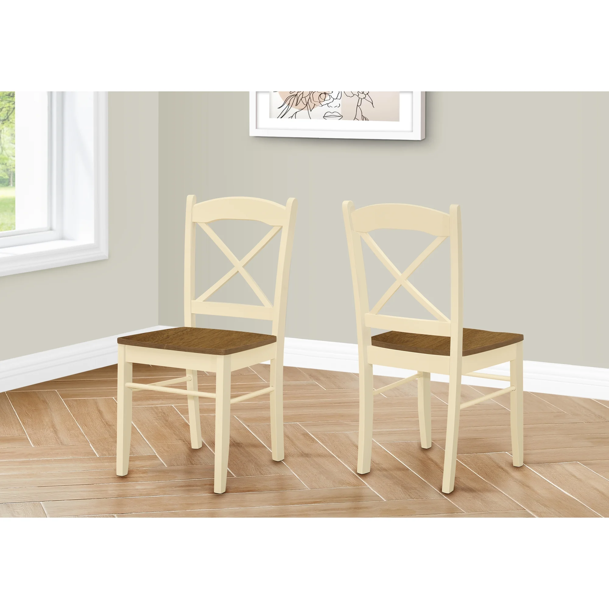 Contemporary Home Living Wooden Transitional Dining Chairs – 35.75” – Oak Veneer, 2-Piece