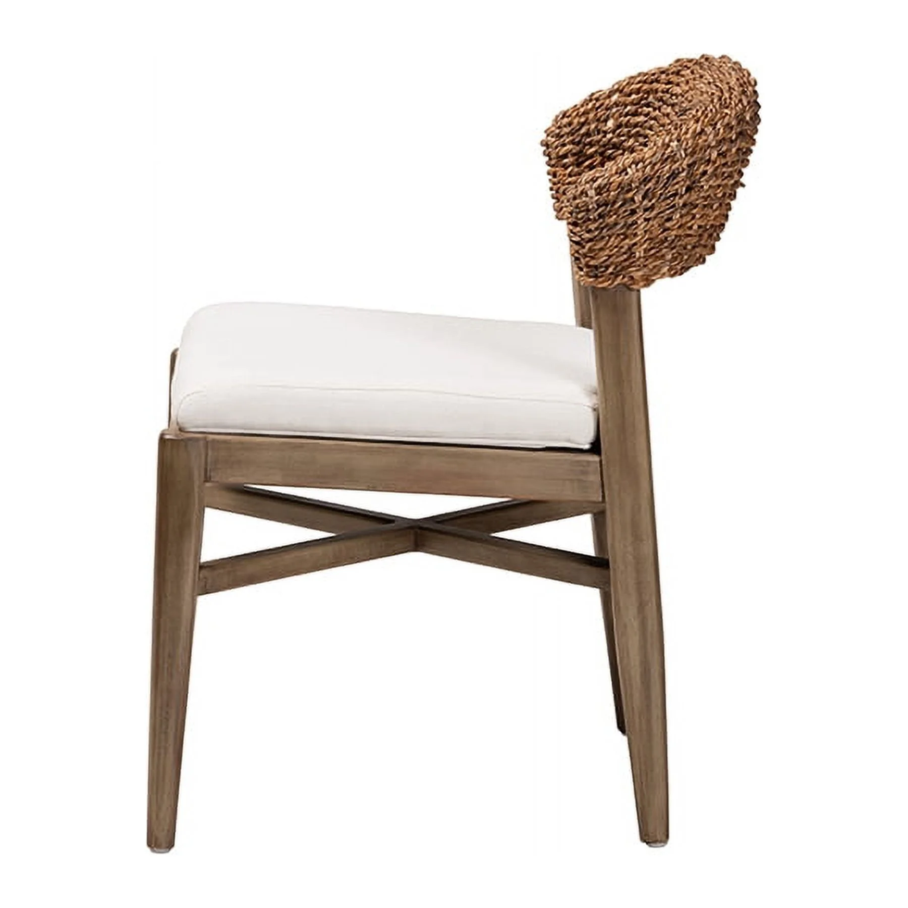 Baxton Studio Chloe Modern Bohemian Walnut Brown Finished Mahogany Wood and Natural Rattan Dining Chair