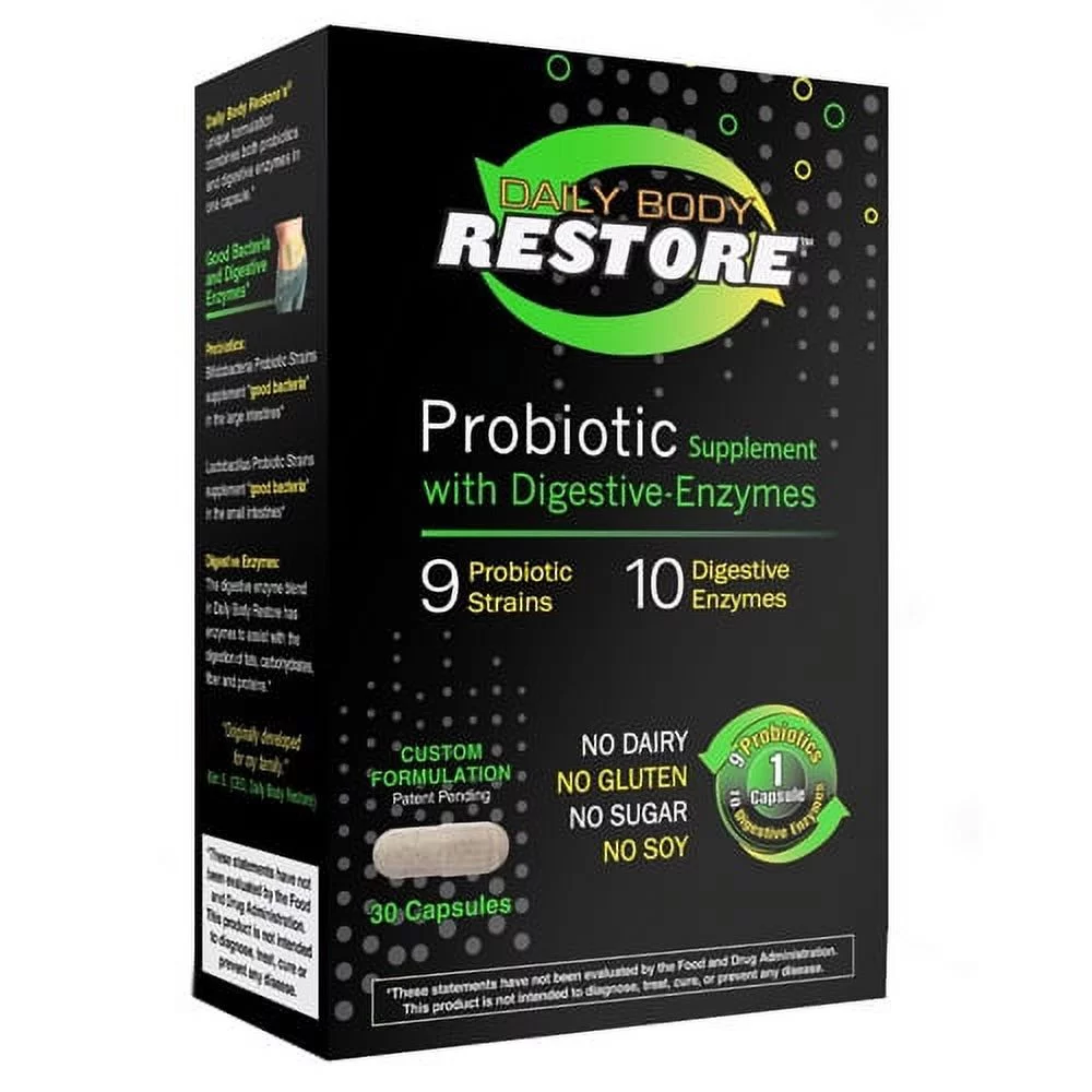 Daily Body Restore Probiotic With Digestive Enzymes Capsules - 30 Ea, 6 Pack