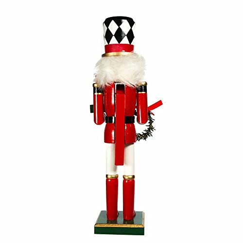Kurt S. Adler 15-Inch Red, White and Black Nutcracker with Gift Box and Wreath