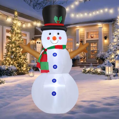GOOSH 4 FT Christmas Inflatables Snowman Outdoor Decorations Blow Up Yard Decoration with LED Lights Built-in for Xmas Holiday Party Indoor Garden Lawn Décor