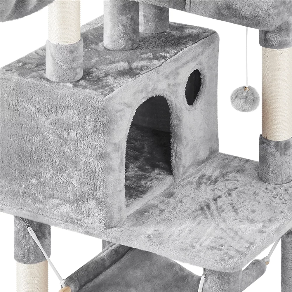Yaheetech 73''H Multilevel Cat Tree Cat Tower w/ 2 Condos & Scratching Posts, Light Gray
