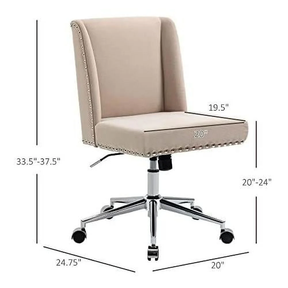 Back Home Office Chair, Task Chair With Tilt, 360° Swivel, Padded Desk Chair With Adjustable Height, Beige