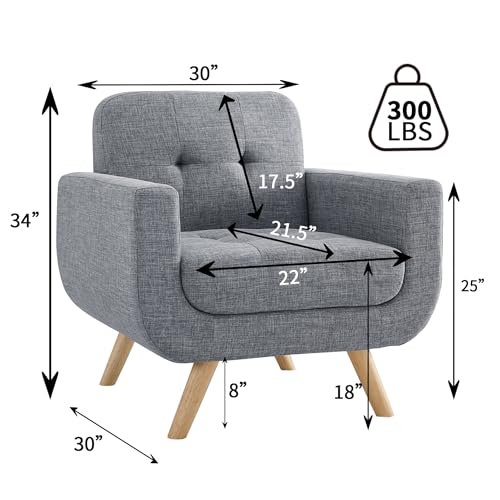 Rosevera Elena Contemporary Accent Armchair with Linen Upholstery Living Room Furniture, Beige