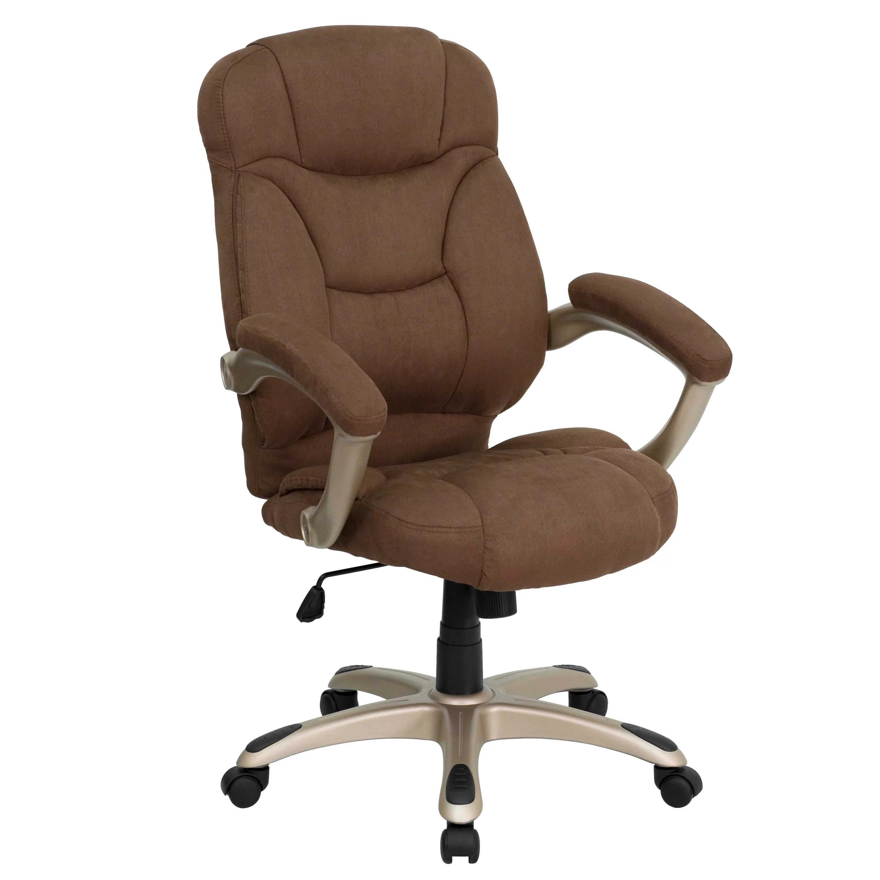 Emma + Oliver High Back Brown Microfiber Executive Swivel Ergonomic Office Chair with Arms