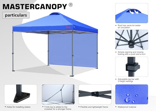 MASTERCANOPY Durable Pop-up Canopy Tent with 1 Sidewall (10'x10',White)