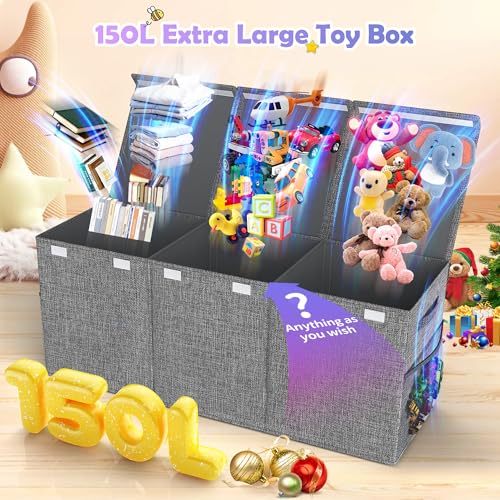 Extra Large Toy Box, Collapsible Sturdy Kids Toy Chest for Boys, Girls, 40