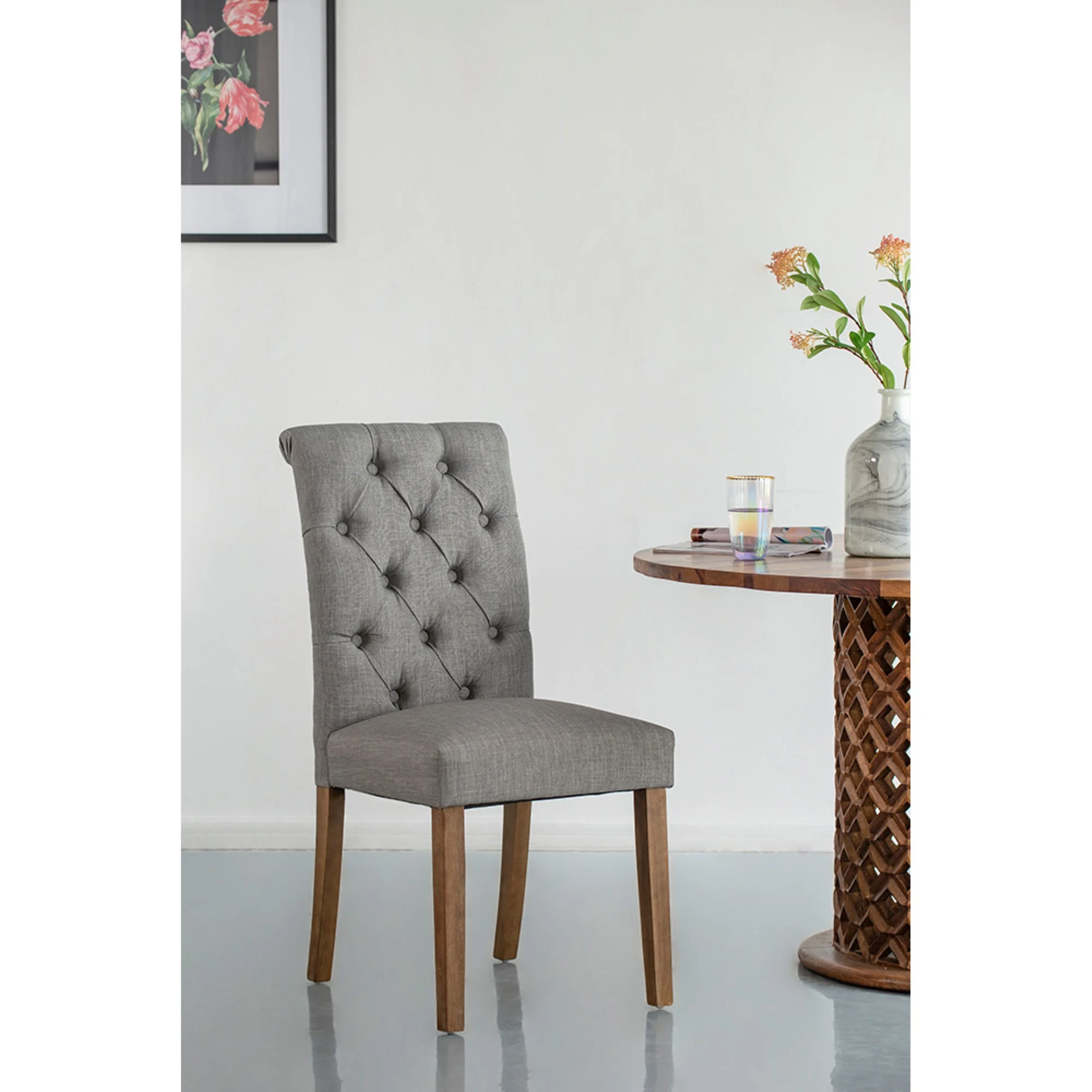 CC Home Furnishings Tufted Back Wooden Dining Chairs with Soft Cushion - 38.5