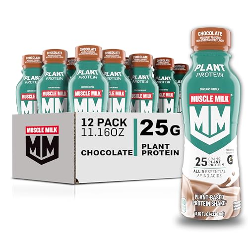 Muscle Milk Plant Based Protein Shake, Vanilla Caramel, 11.16 Fl Oz (Pack of 12)