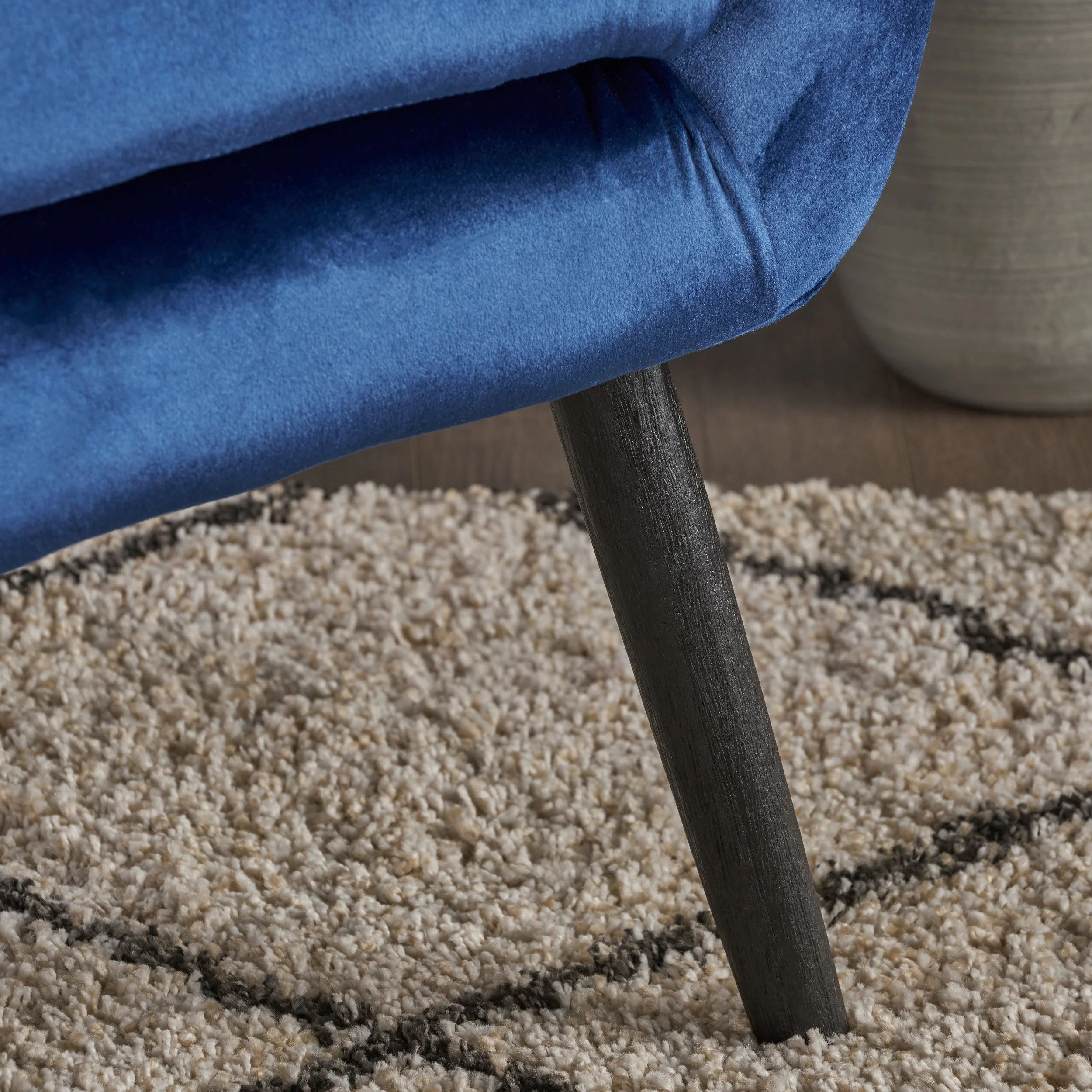 Bellamy Studios Mid Century Velvet Wingback Chair, Navy Blue