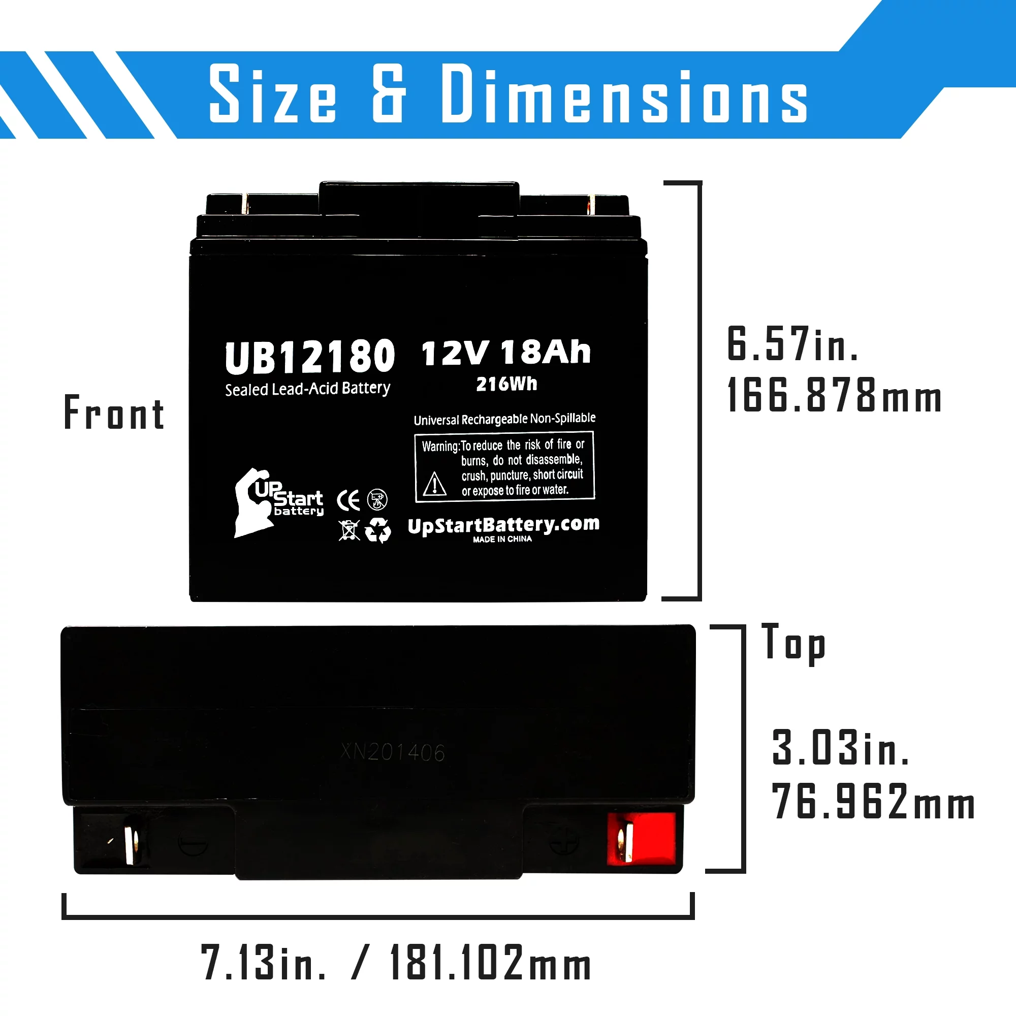 2x Pack - Compatible Draeger 2C NARKOMED ANESTHESIA Battery - Replacement UB12180 Universal Sealed Lead Acid Battery (12V, 18Ah, 18000mAh, T4 Terminal, AGM, SLA)