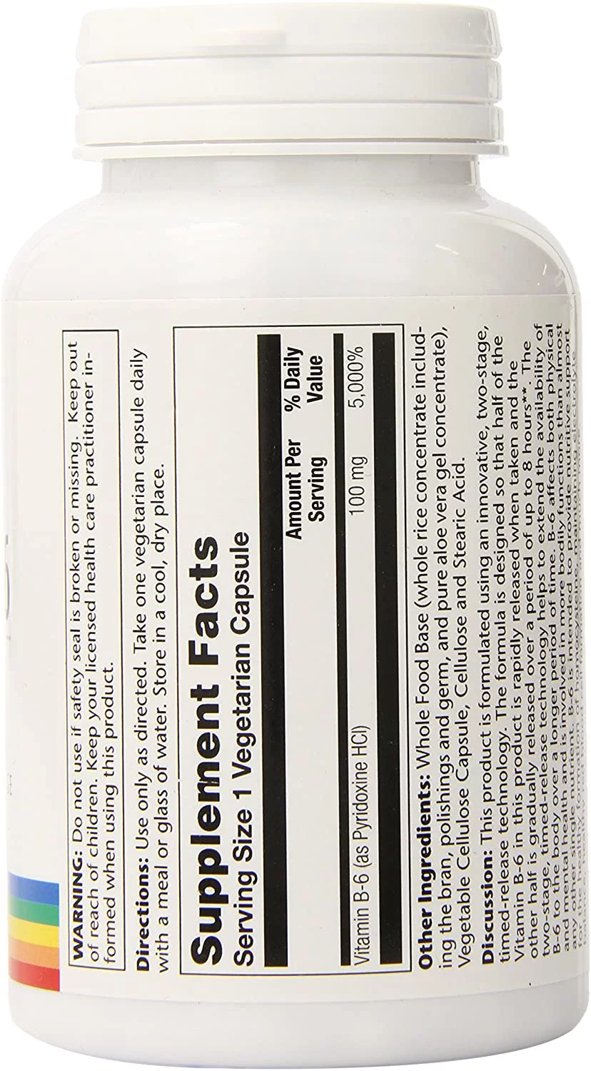 Solaray B-6 TSTR Supplement, 100mg, 120 Count