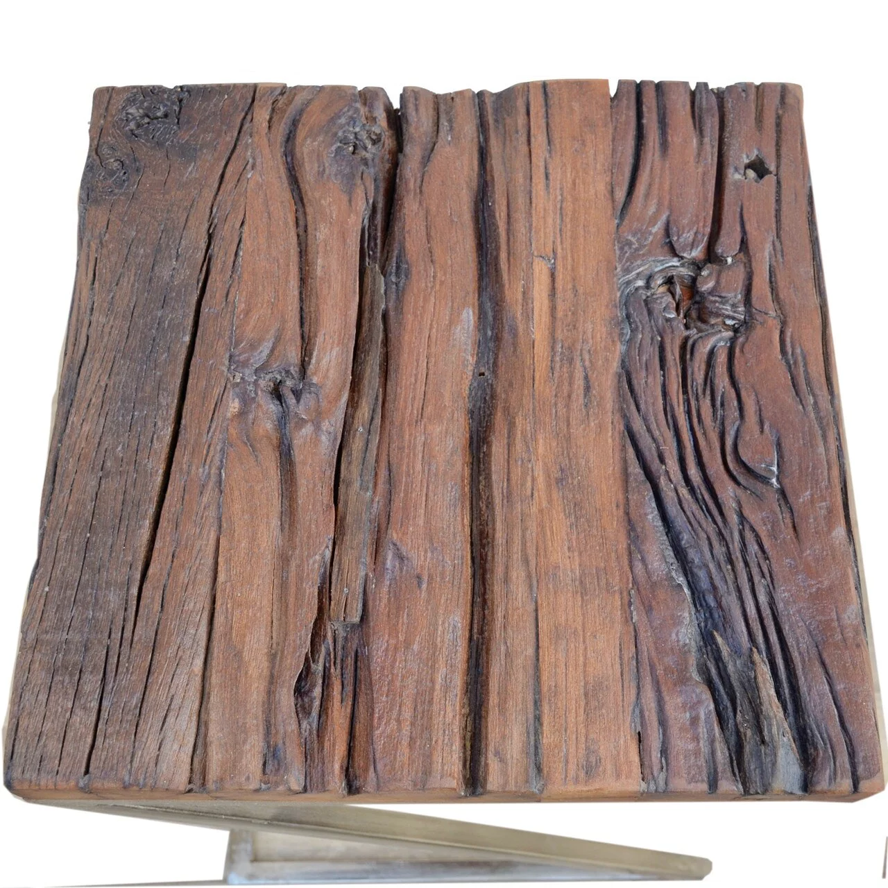 Wood Square Nesting Tables ALTA with Silver Base