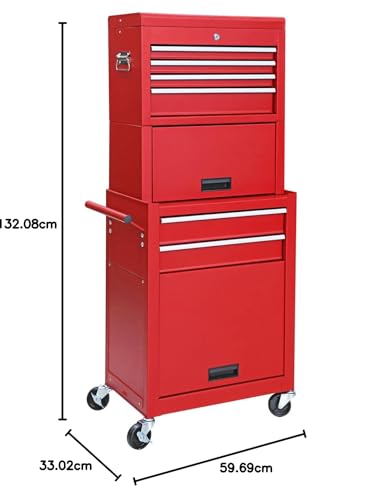 GSTANDARD APTB202B Torin Rolling Garage Tool Cabinet: Detachable 3 Drawer Tool Chest with Large Storage Cabinet and Adjustable Shelf, Black