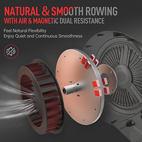 JOROTO Rowing Machine, Air Magnetic Foldable Rowing Machines for Home Use, Rower Machine with 49.5